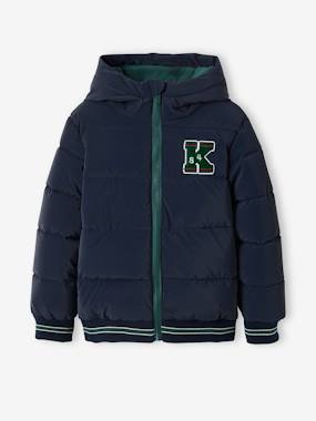Boys-Coats & Jackets-Padded Jackets-College Style Padded Jacket with Badge & Lined in Polar Fleece for Boys