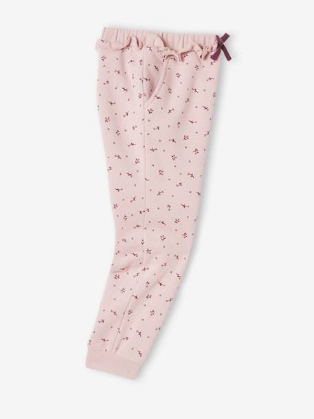 Frilly Joggers with Flower Print for Girls BLUE DARK ALL OVER PRINTED+PINK LIGHT ALL OVER PRINTED - vertbaudet enfant 