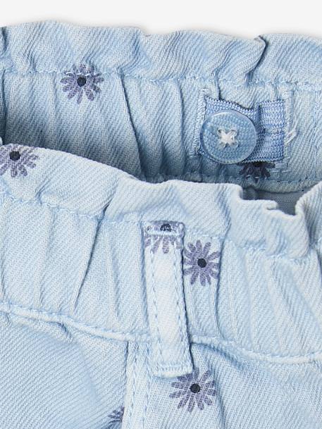 'Paperbag' Trousers with Floral Print for Girls BLUE LIGHT ALL OVER PRINTED+BROWN LIGHT SOLID - vertbaudet enfant 