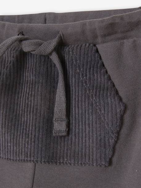 Fleece Trousers with Corduroy Pockets, for Babies anthracite - vertbaudet enfant 