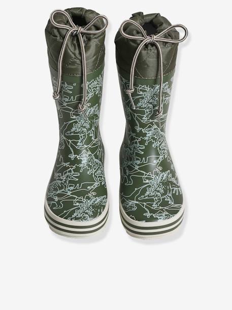 Printed Wellies with Padded Collar for Boys GREEN MEDIUM ALL OVER PRINTED - vertbaudet enfant 