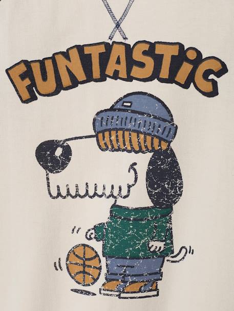 Top with Basket-baller Dog, Raglan Sleeves, for Boys BEIGE LIGHT SOLID WITH DESIGN - vertbaudet enfant 