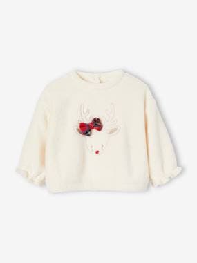 Faux Fur Reindeer Sweatshirt for Babies  - vertbaudet enfant