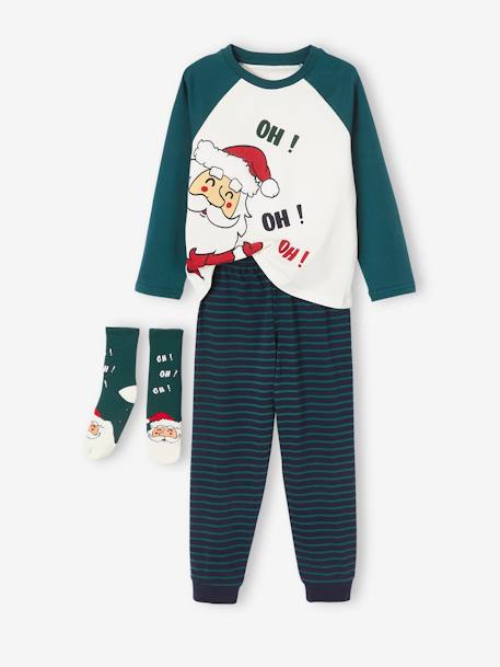 Coffret Noël pyjama + chaussettes garçon vert sapin - vertbaudet enfant 