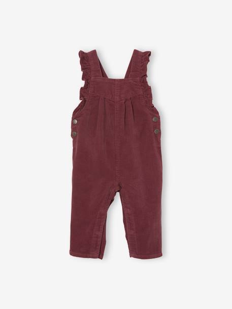 Salopette à volants bébé en velours prune+vert - vertbaudet enfant 