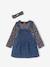 Ensemble 3 pièces bébé : robe-salopette en denim, T-shirt et bandeau bleu nuit - vertbaudet enfant 