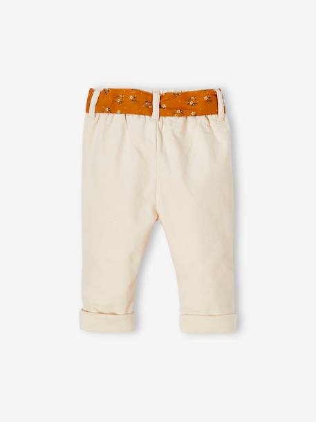 Pantalon en velours bébé avec ceinture en tissu beige clair - vertbaudet enfant 