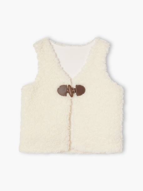 3-Piece Outfit: Faux Fur Waistcoat, Top & Leggings for Babies beige - vertbaudet enfant 