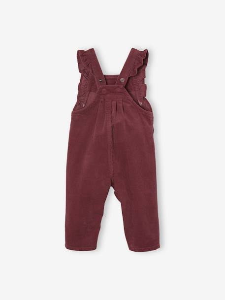 Salopette à volants bébé en velours prune+vert - vertbaudet enfant 
