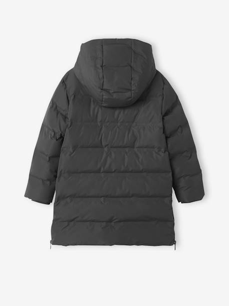 Long Jacket with Hood, Polar Fleece Lining, for Boys GREY MEDIUM SOLID WITH DESIGN - vertbaudet enfant 