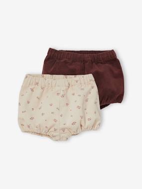 Pack of 2 Pairs of Corduroy Bloomer Shorts for Baby Girls  - vertbaudet enfant