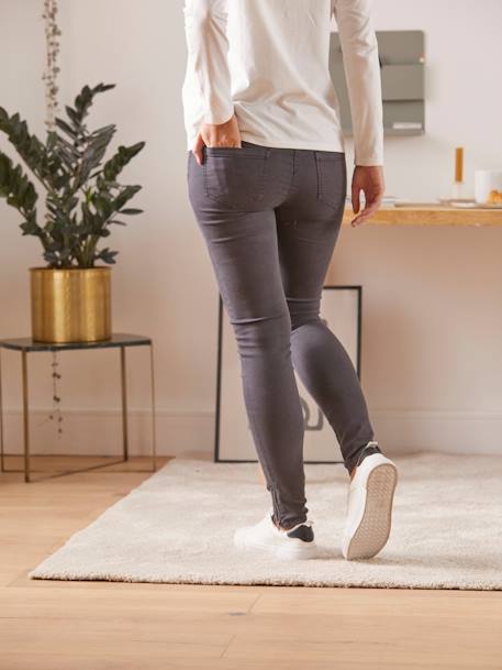 Slim Leg Jeans for Maternity, Inside Leg 76 cm GREY DARK SOLID - vertbaudet enfant 