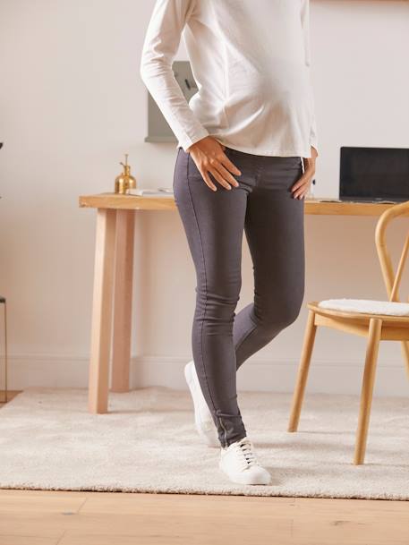 Slim Leg Jeans for Maternity, Inside Leg 76 cm GREY DARK SOLID - vertbaudet enfant 