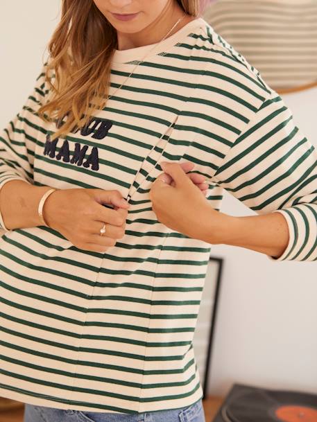 T-shirt marinière grossesse et allaitement Vert rayé blanc - vertbaudet enfant 