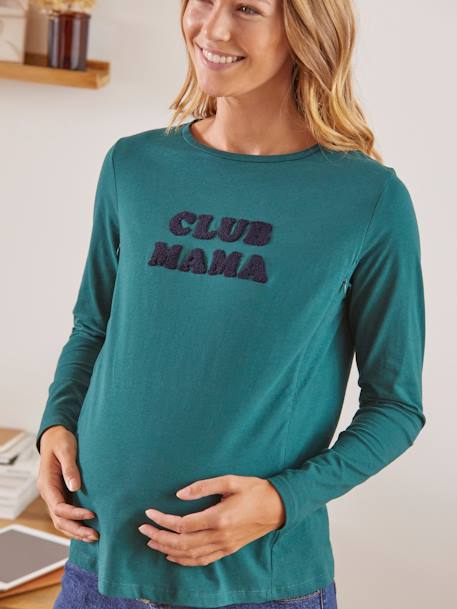 T-shirt à message grossesse et allaitement en coton bio Vert - vertbaudet enfant 