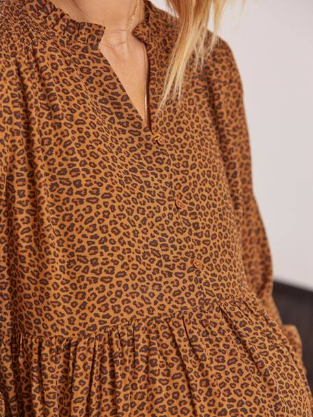 Leopard Print Dress, Maternity & Nursing Special BROWN MEDIUM ALL OVER PRINTED - vertbaudet enfant 