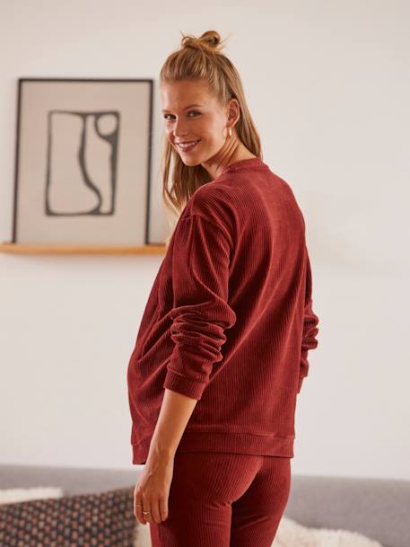Corduroy Sweatshirt for Maternity & Nursing Special RED MEDIUM SOLID WITH DESIG - vertbaudet enfant 