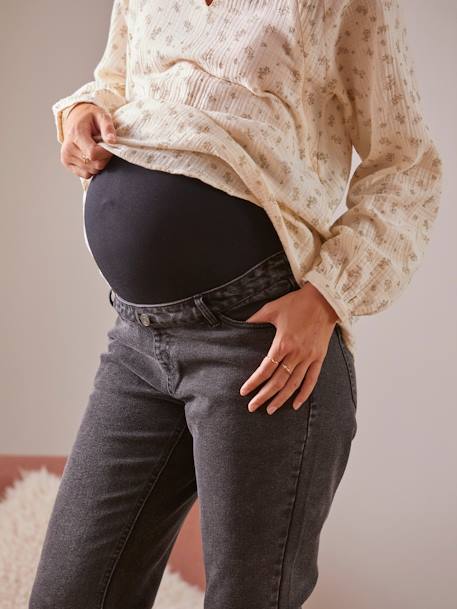 Vertbaudet Maternity Jeans with Seamless Belly-Wrap Grey Medium Solid