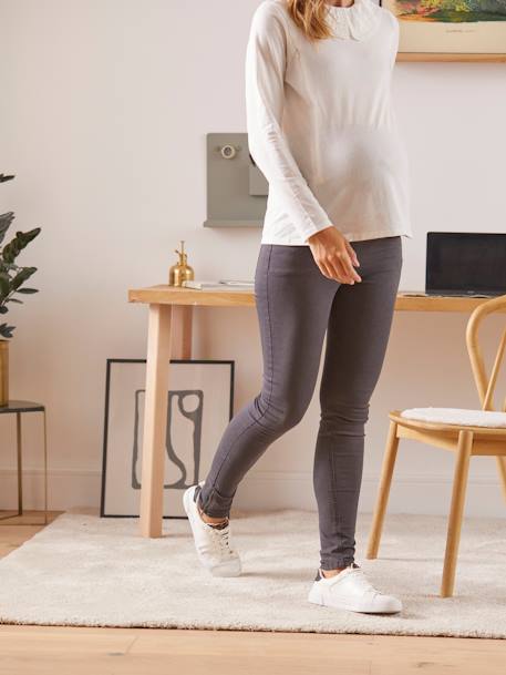 Slim Leg Jeans for Maternity, Inside Leg 69 cm GREY DARK SOLID - vertbaudet enfant 