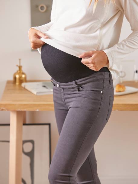 Slim Leg Jeans for Maternity, Inside Leg 76 cm GREY DARK SOLID - vertbaudet enfant 