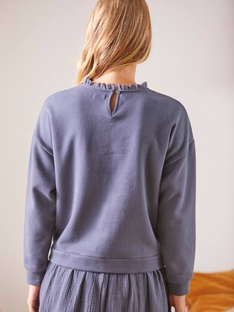Short Dual Fabric Dress, Maternity & Nursing Special GREY DARK SOLID WITH DESIGN - vertbaudet enfant 