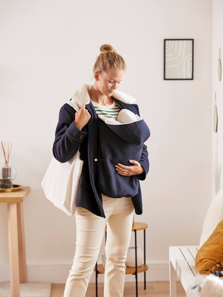 Adaptable Short Coat, Maternity & Post-Maternity Special BLUE DARK SOLID - vertbaudet enfant 