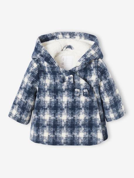 Chequered Wrapover Coat for Babies BLUE MEDIUM CHECKS - vertbaudet enfant 