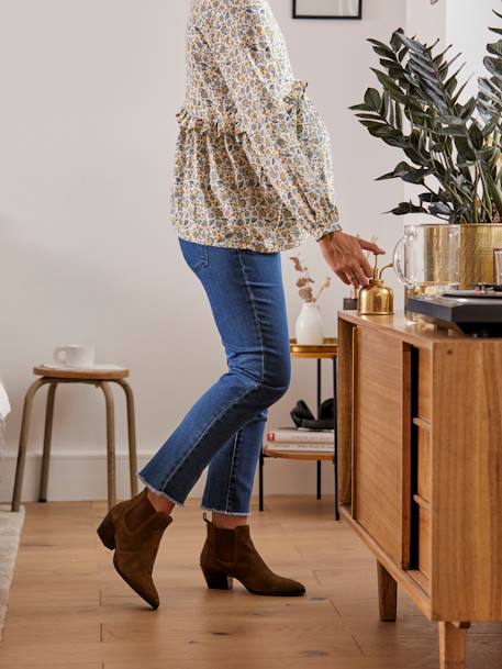 Jean droit effiloché de grossesse entrejambe 68 cm Bleu denim - vertbaudet enfant 
