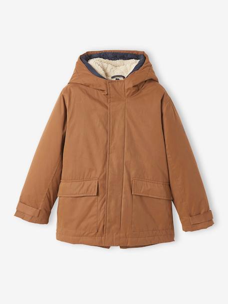 Parka garçon 3 en 1 blouson amovible kaki+lichen+Marine grisé+noix de pécan - vertbaudet enfant 