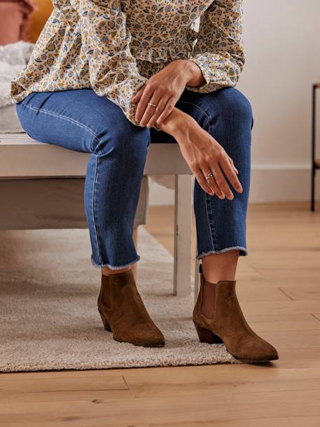Jean droit effiloché de grossesse entrejambe 68 cm Bleu denim - vertbaudet enfant 