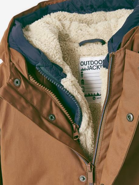 Parka garçon 3 en 1 blouson amovible kaki+lichen+Marine grisé+noix de pécan - vertbaudet enfant 