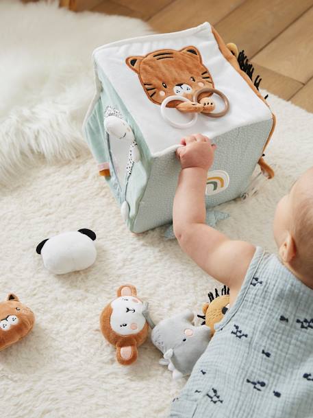Cube d'éveil bébé, cadeau naissance, jouet bébé eveil et sensoriel, anneau  de dentition en bois - Un grand marché