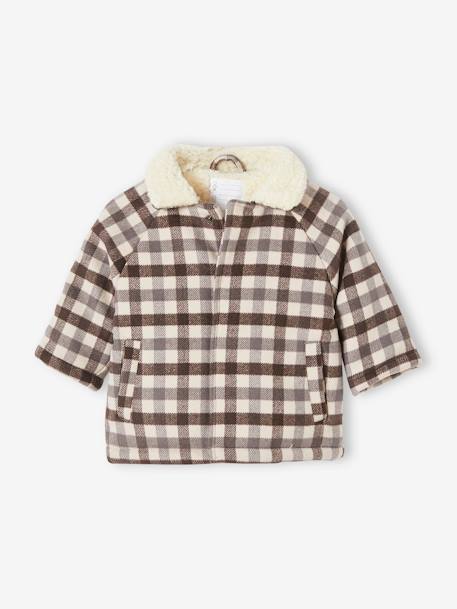 Manteau en drap de laine bébé carreaux anthracite - vertbaudet enfant 