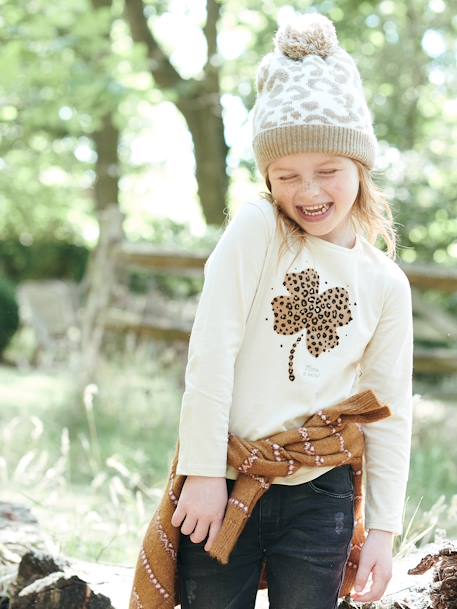 Jacquard Knit Beanie with Animal Print BEIGE MEDIUM ALL OVER PRINTED - vertbaudet enfant 