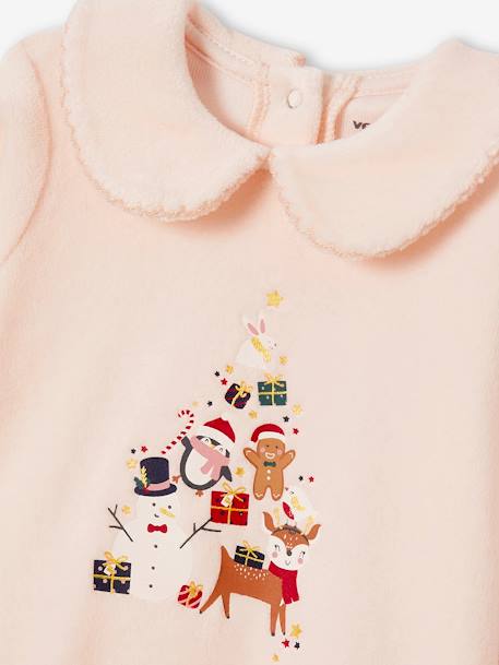 Dors-bien bébé fille Noël et bonnet en velours rose pâle - vertbaudet enfant 