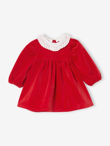 Velour Dress & Matching Tights for Babies red - vertbaudet enfant 