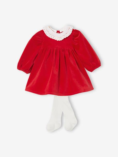 Velour Dress & Matching Tights for Babies  - vertbaudet enfant 