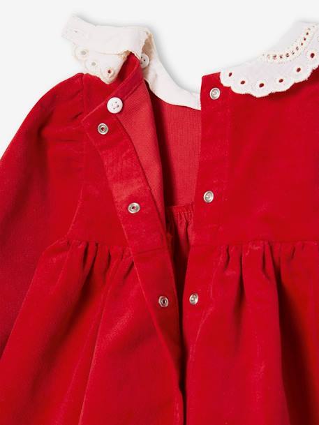 Robe en velours bébé et son collant assorti rouge - vertbaudet enfant 