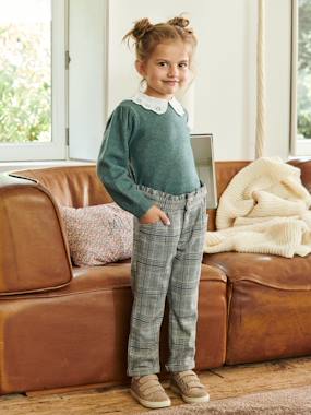 Chequered Woollen Trousers for Girls  - vertbaudet enfant