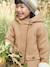 Manteau à capuche fille drap de laine doublé sherpa bordeaux+chamois+vert foncé - vertbaudet enfant 