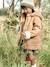 Manteau à capuche fille drap de laine doublé sherpa bordeaux+chamois+vert foncé - vertbaudet enfant 