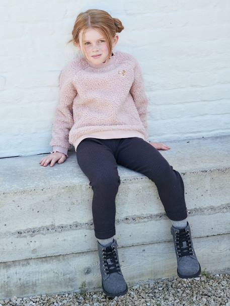 Legging en tricot fille gris anthracite+rose foncé - vertbaudet enfant 