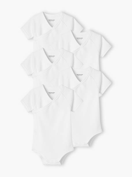 Pack of 5 Short Sleeve Bodysuits for Newborn Babies WHITE LIGHT TWO COLOR/MULTICOL - vertbaudet enfant 