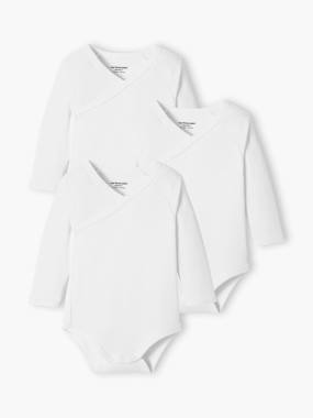 Pack of 3 Long Sleeve Bodysuits,Full-Length Opening, Organic Collection, for Newborn Babies  - vertbaudet enfant