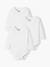 Pack of 3 Long Sleeve Bodysuits,Full-Length Opening, Organic Collection, for Newborn Babies WHITE LIGHT TWO COLOR/MULTICOL - vertbaudet enfant 