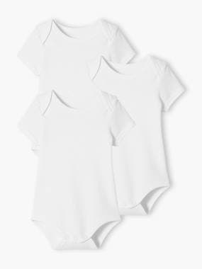 -Pack of 3 Short Sleeve Bodysuits with Cutaway Shoulders, Organic Collection
