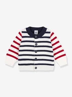 Baby-Jumpers, Cardigans & Sweaters-Cardigans-Knitted Cotton Cardigan for Babies, by Petit Bateau