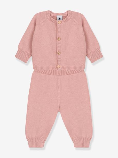 Ensemble 2 pièces bébé en tricot laine et coton PETIT BATEAU rose - vertbaudet enfant 