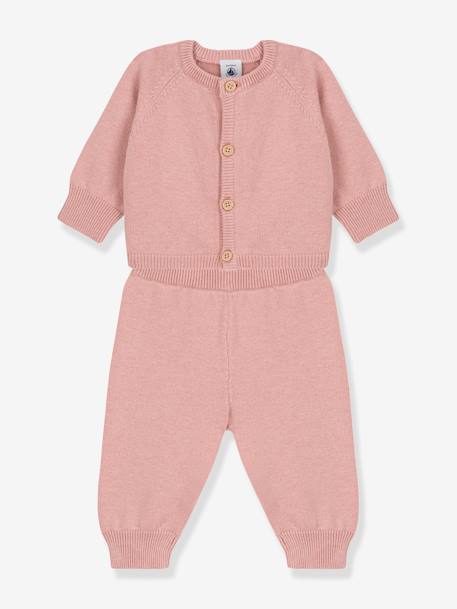 Ensemble 2 pièces bébé en tricot laine et coton rose - vertbaudet enfant 