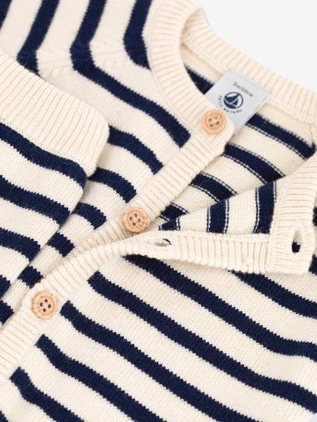 Ensemble 2 pièces bébé en tricot rayé laine et coton PETIT BATEAU blanc imprimé - vertbaudet enfant 